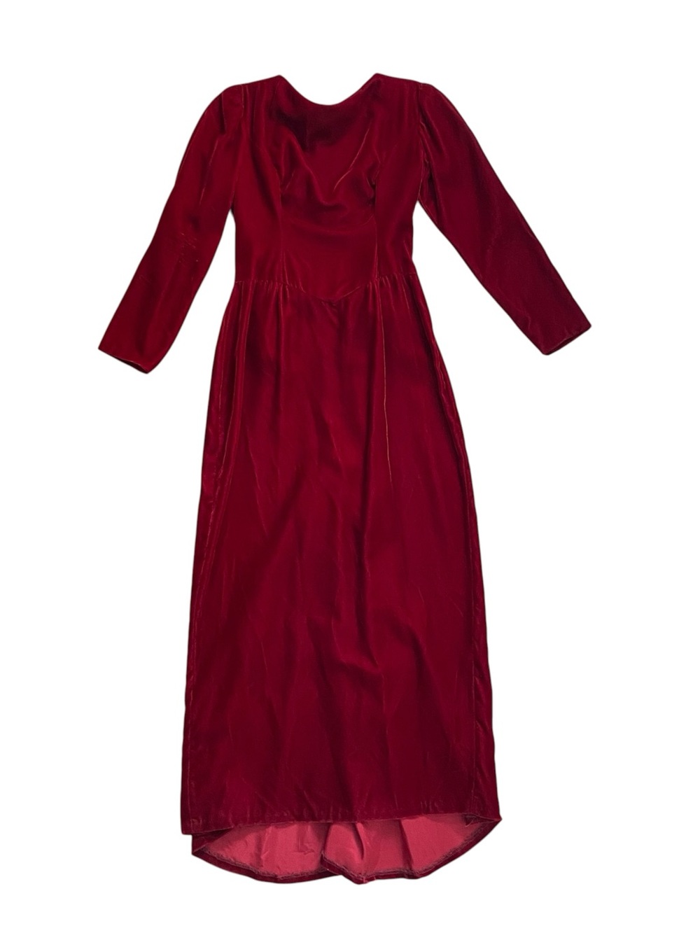 Vintage 80s Velvet Maxi Dress Women’s Small Crimson Red